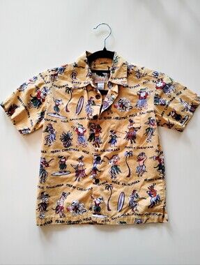 Vintage Kahala Kids Christmas Hawaiian Shirt Sz 4/5